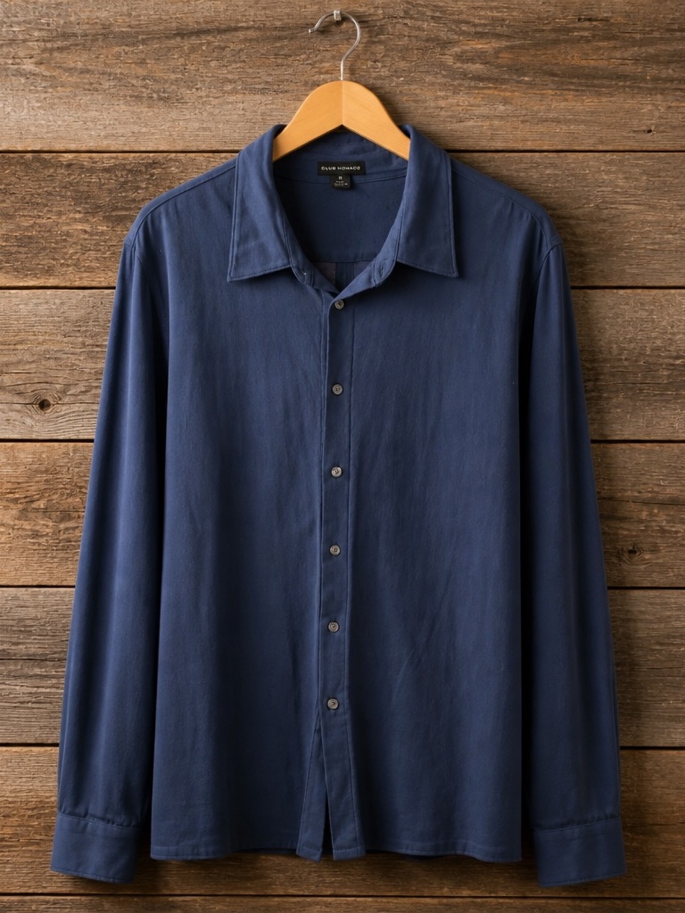 Club Monaco Navy Long-Sleeve Casual Button-Down Shirt